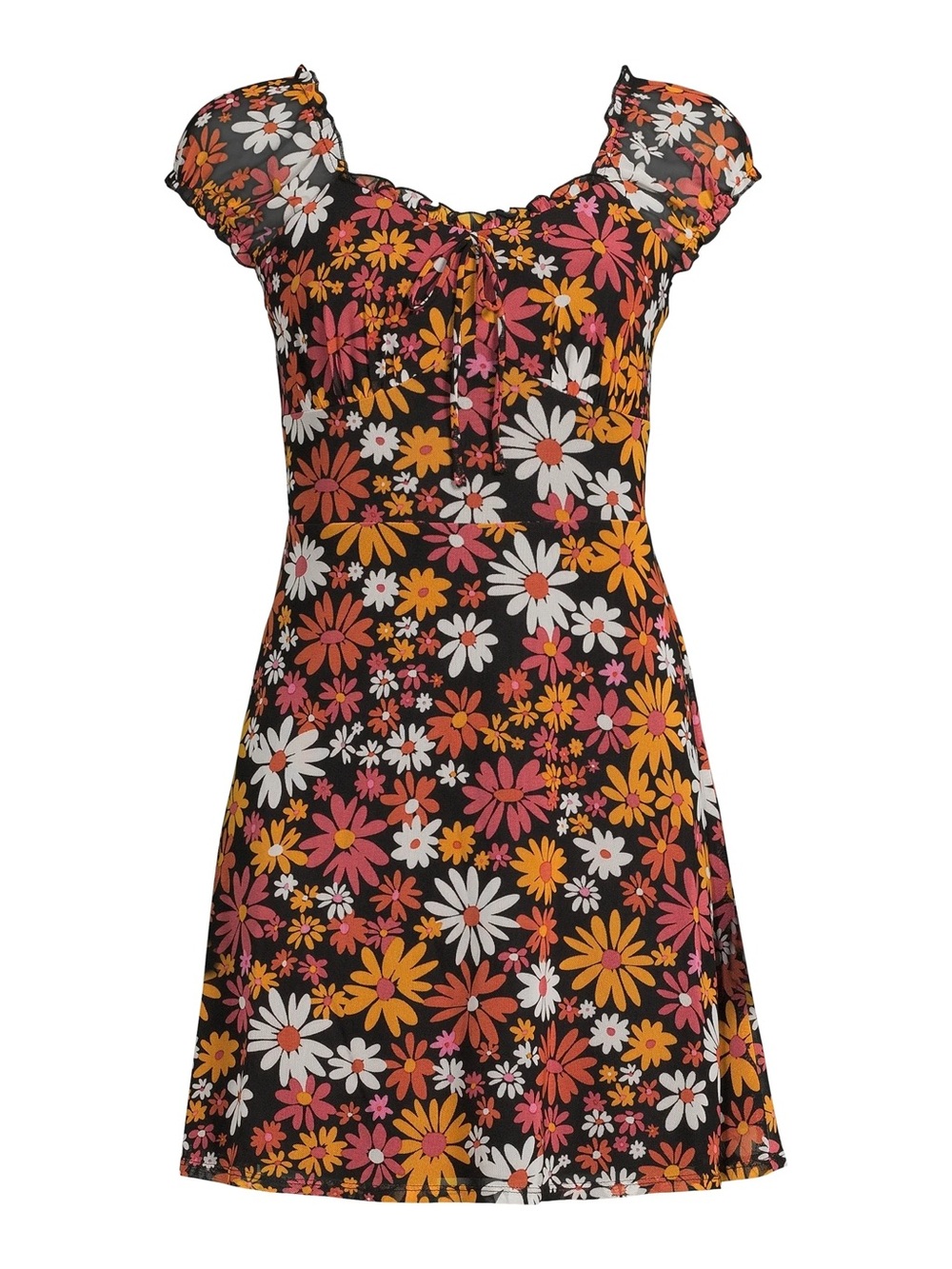 No Boundaries Juniors Floral Mesh Dress
